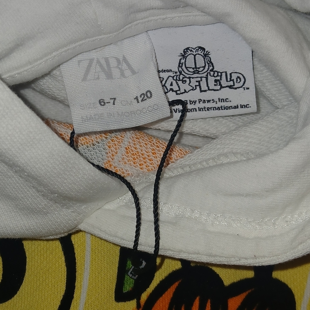 Zara Kids Garfield White Hoodie Size:6-7 - Picture 4 of 6